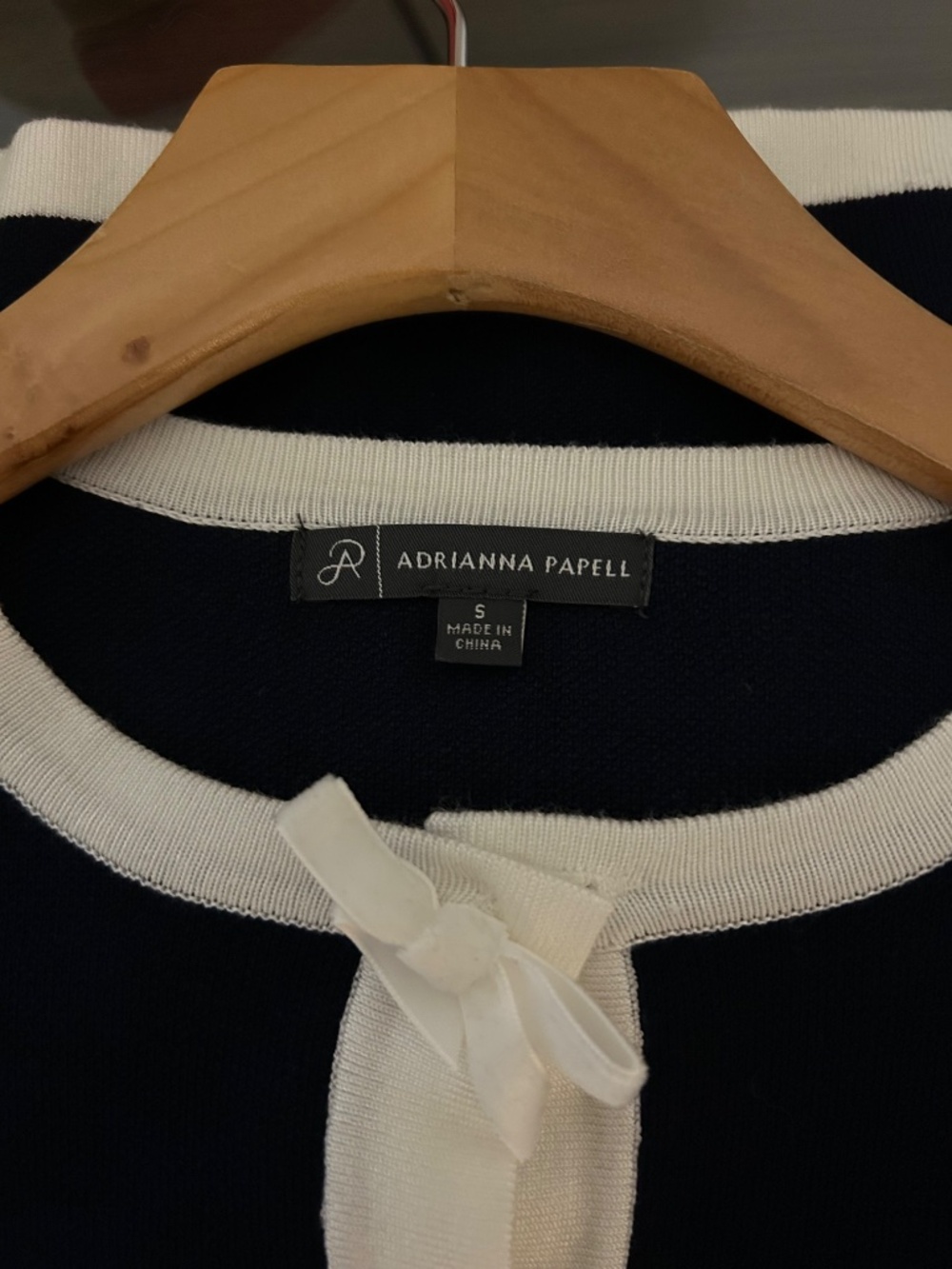 Adrianna Papell Navy Cardigan with white buttons/bows - Picture 3 of 3